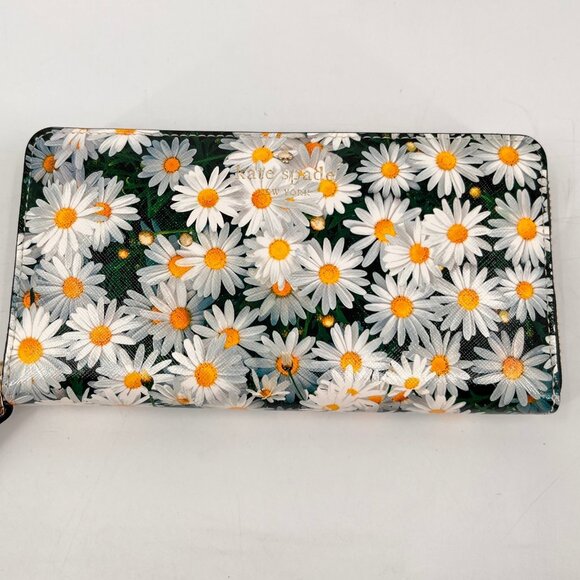 Kate Spade Cedar Street Daisy Tote Green Floral Leather Zip Closure & Wallet - Picture 11 of 16